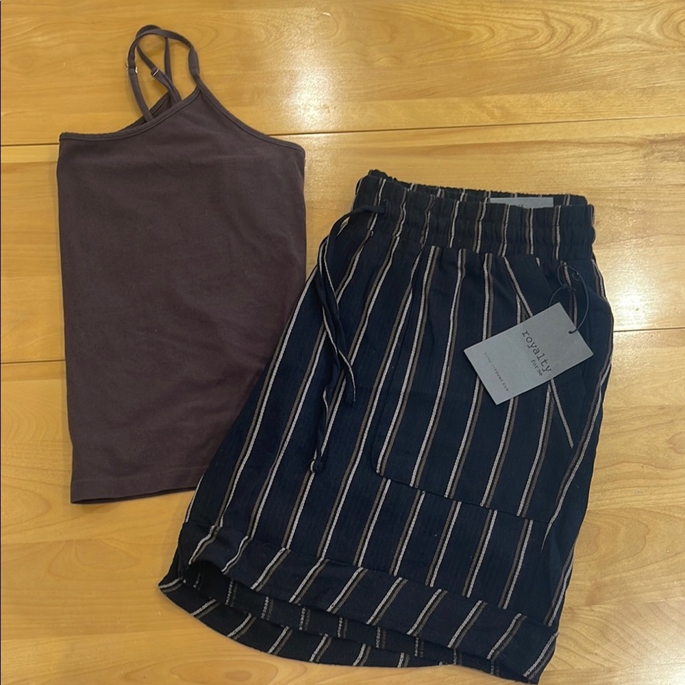 Royalty for Me Lined stripped shorts - free tank